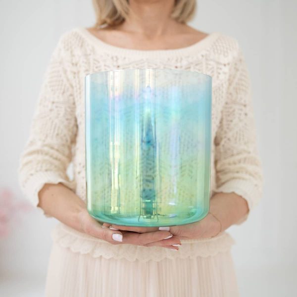 Kristallklangschale mit Amazonit Energie