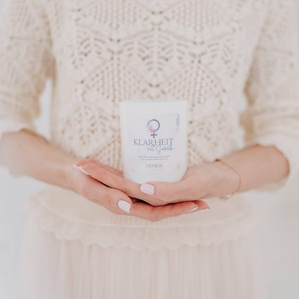 Kerze mit Heilstein - Klarheit mit Sodalith