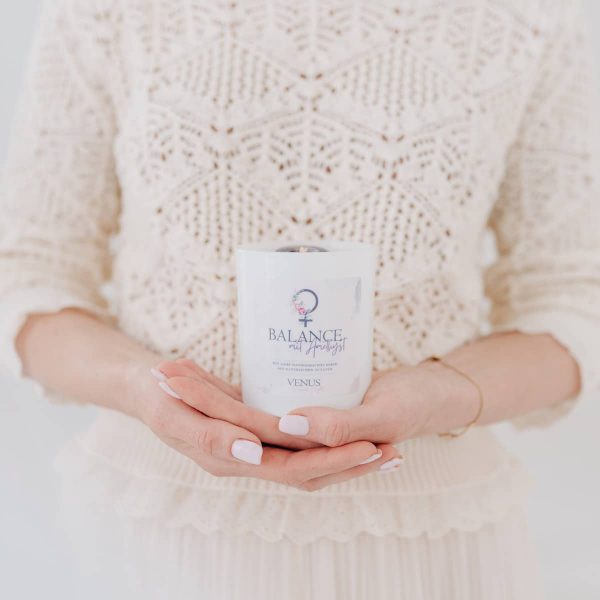 Kerze mit Heilstein - Balance mit Amethyst