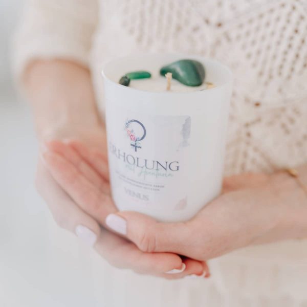 Kerze mit Heilstein - Erholung mit Aventurin