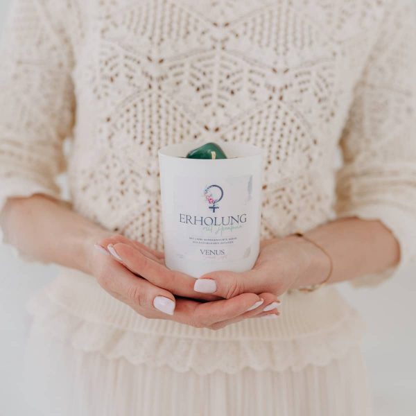 Kerze mit Heilstein - Erholung mit Aventurin